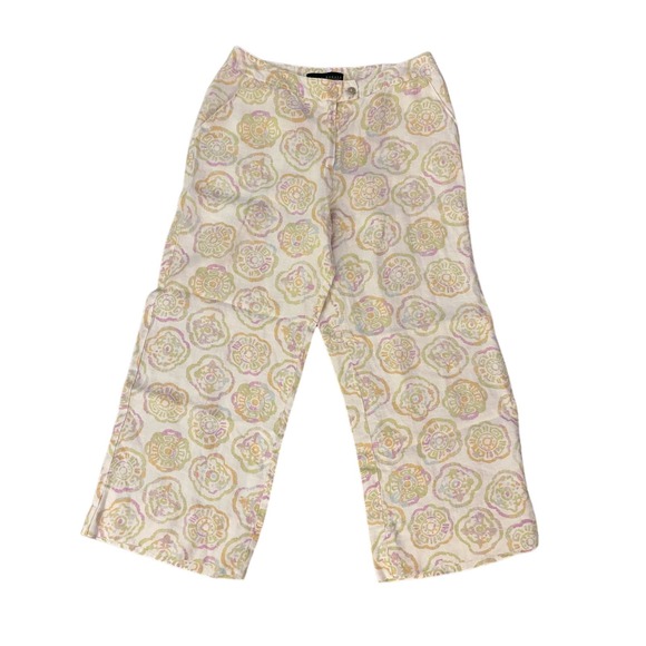 Harve Benard Pants - Harve Benard 100% Wide Leg Linen‎ Cropped Multi-Colored Cropped Pants Size 8
